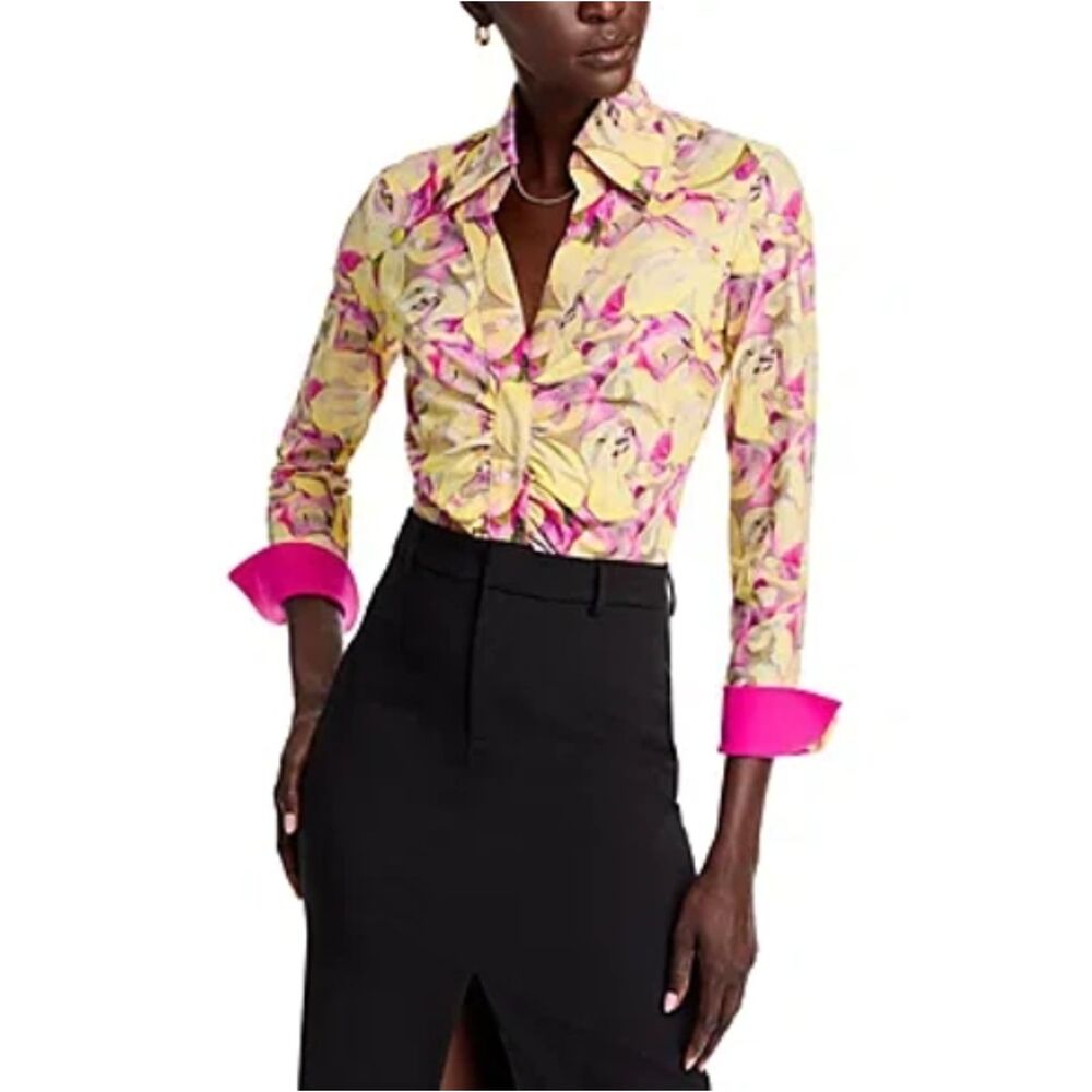 Chiara Boni Women's Size 16 Fleur D'amor Deep Shohreh Button Front Shirt NWT
